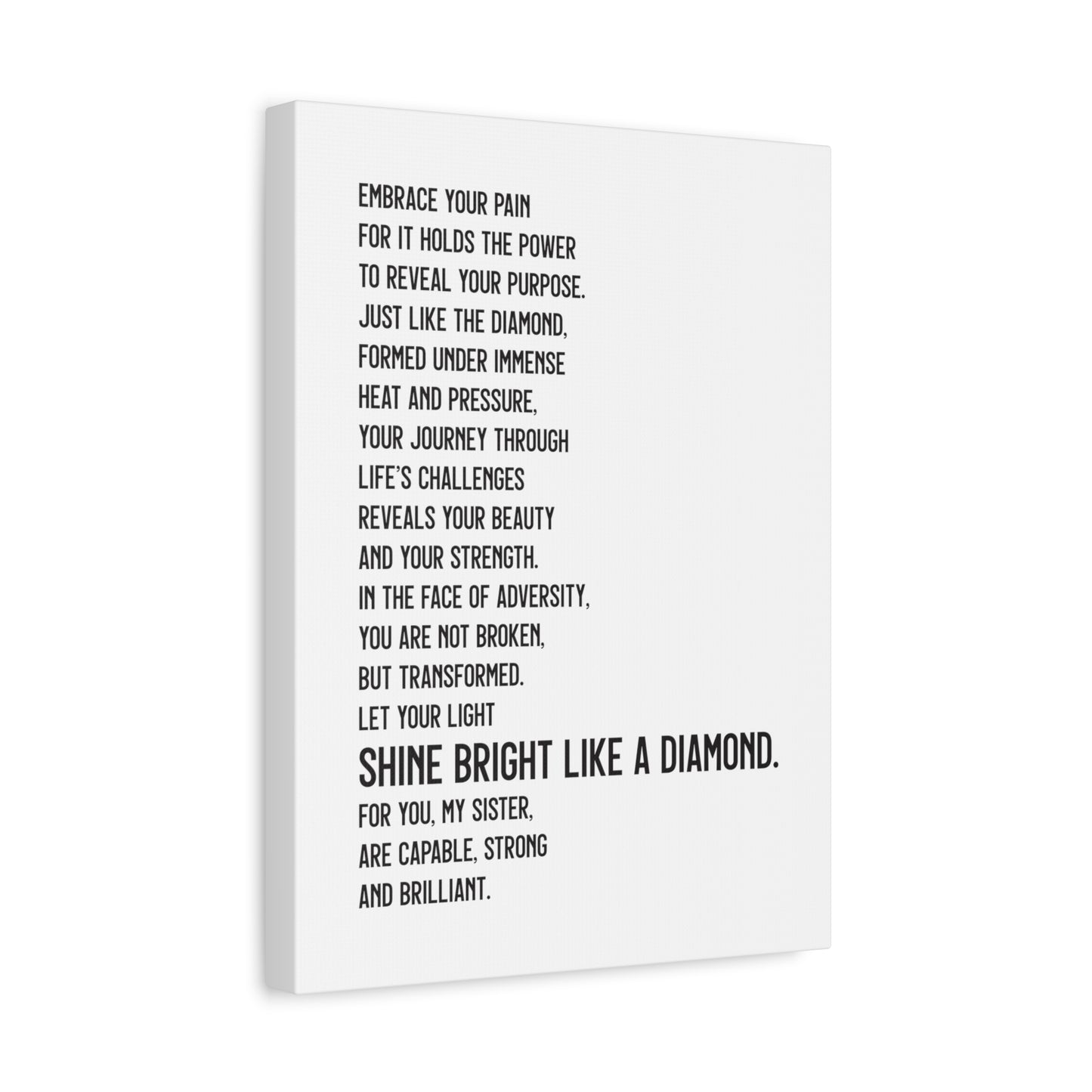 Shine Bright Like a Diamond Canvas Wall Art (text)