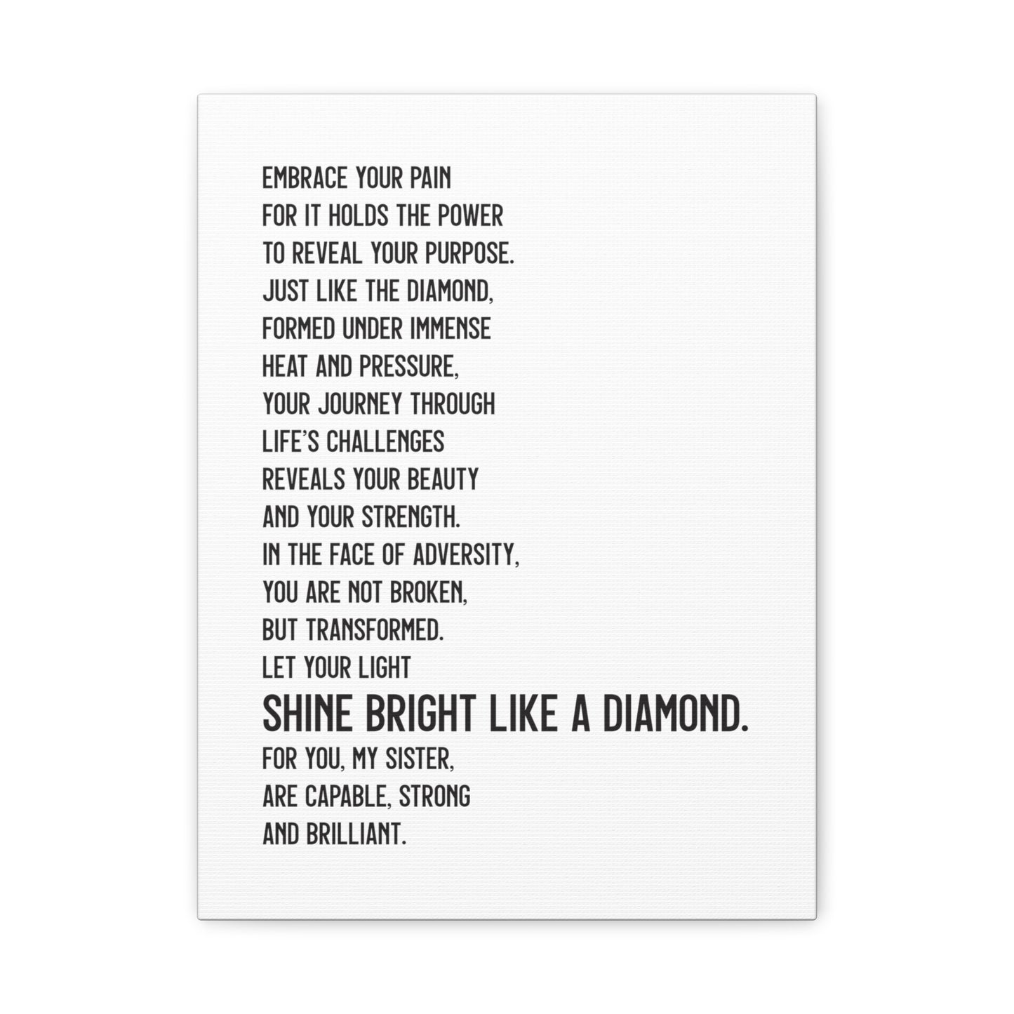 Shine Bright Like a Diamond Canvas Wall Art (text)