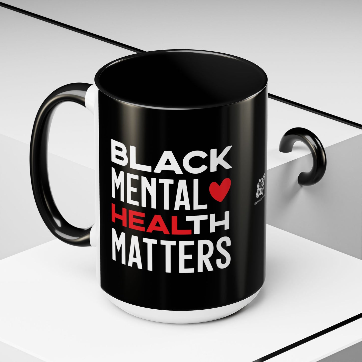 Black Mental Health Matters Accent Mug, 15oz