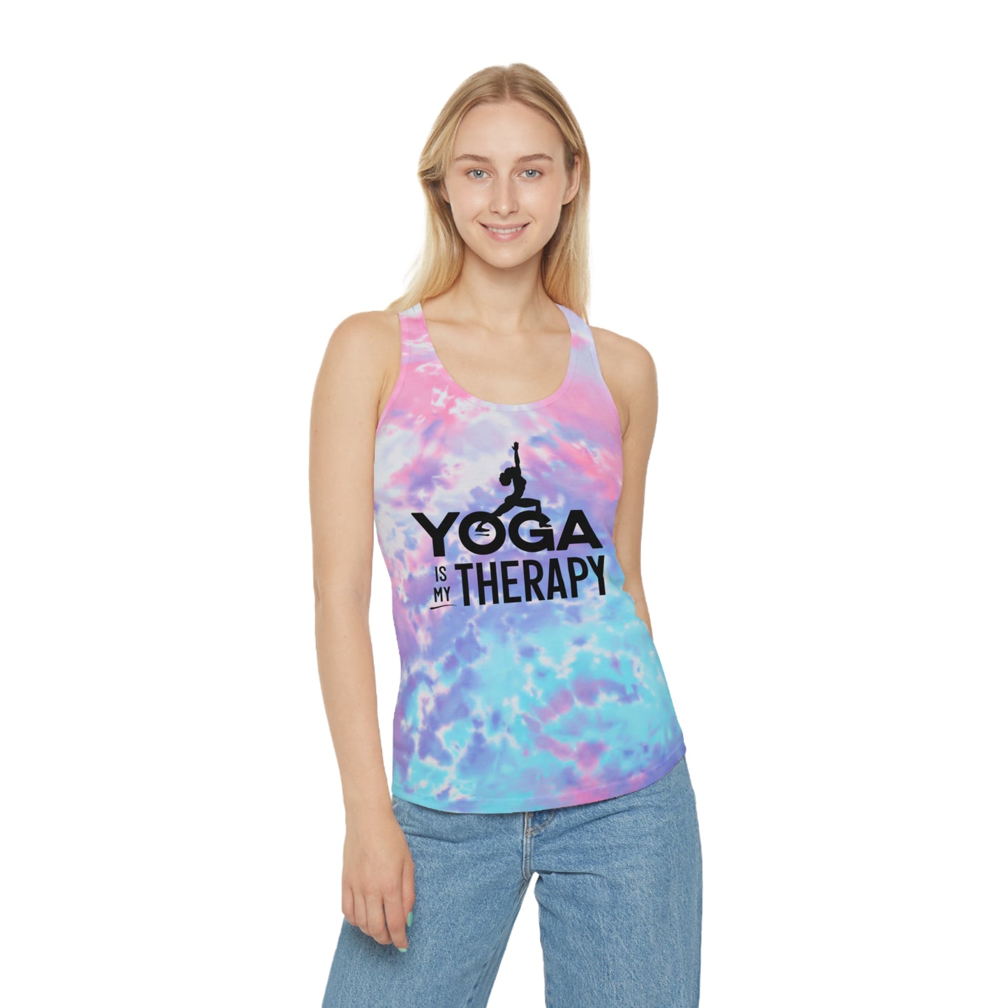 Yoga is My Therapy Tie Dye Racerback Tank Top