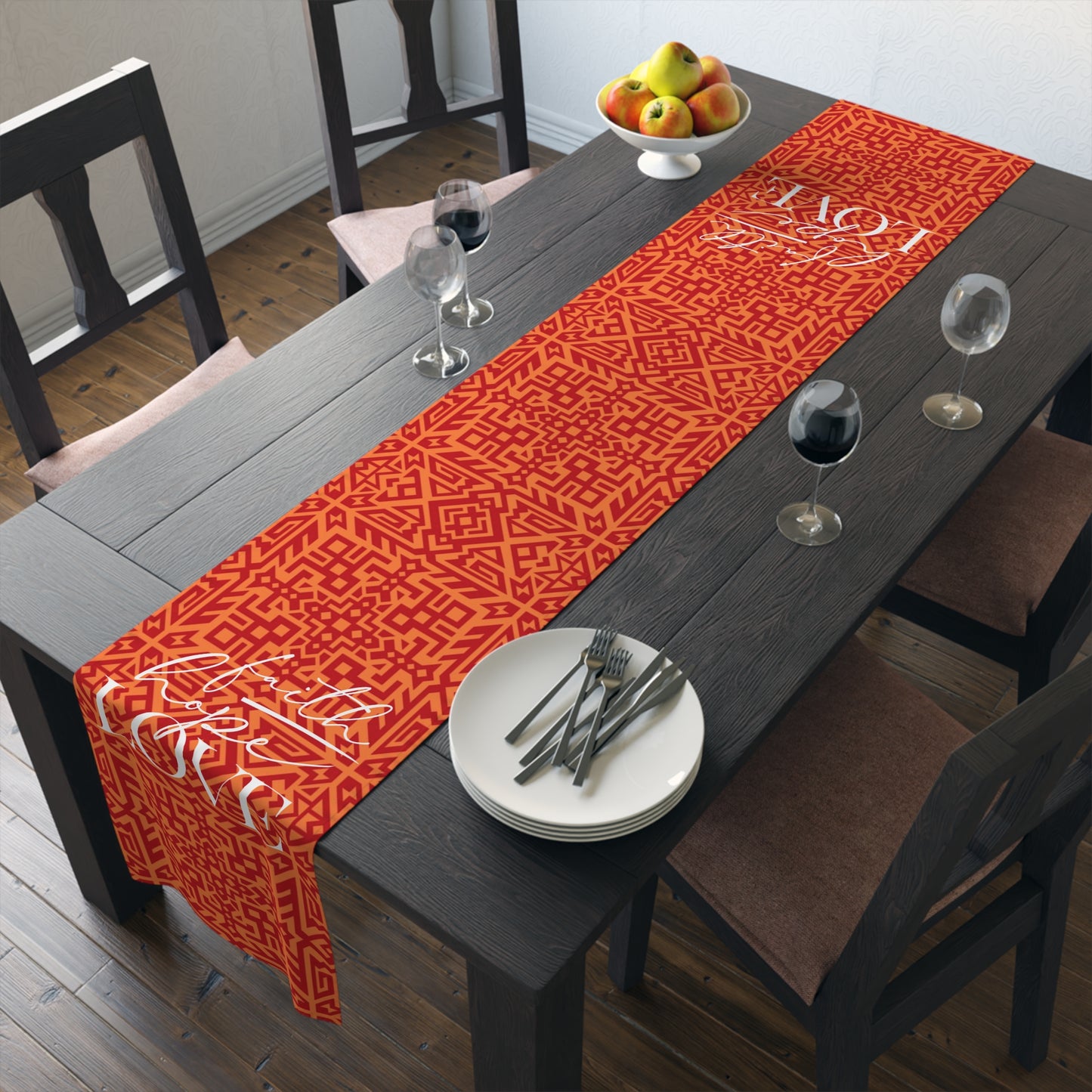 Kaya "Faith, Hope, Love" Tablerunner (red)