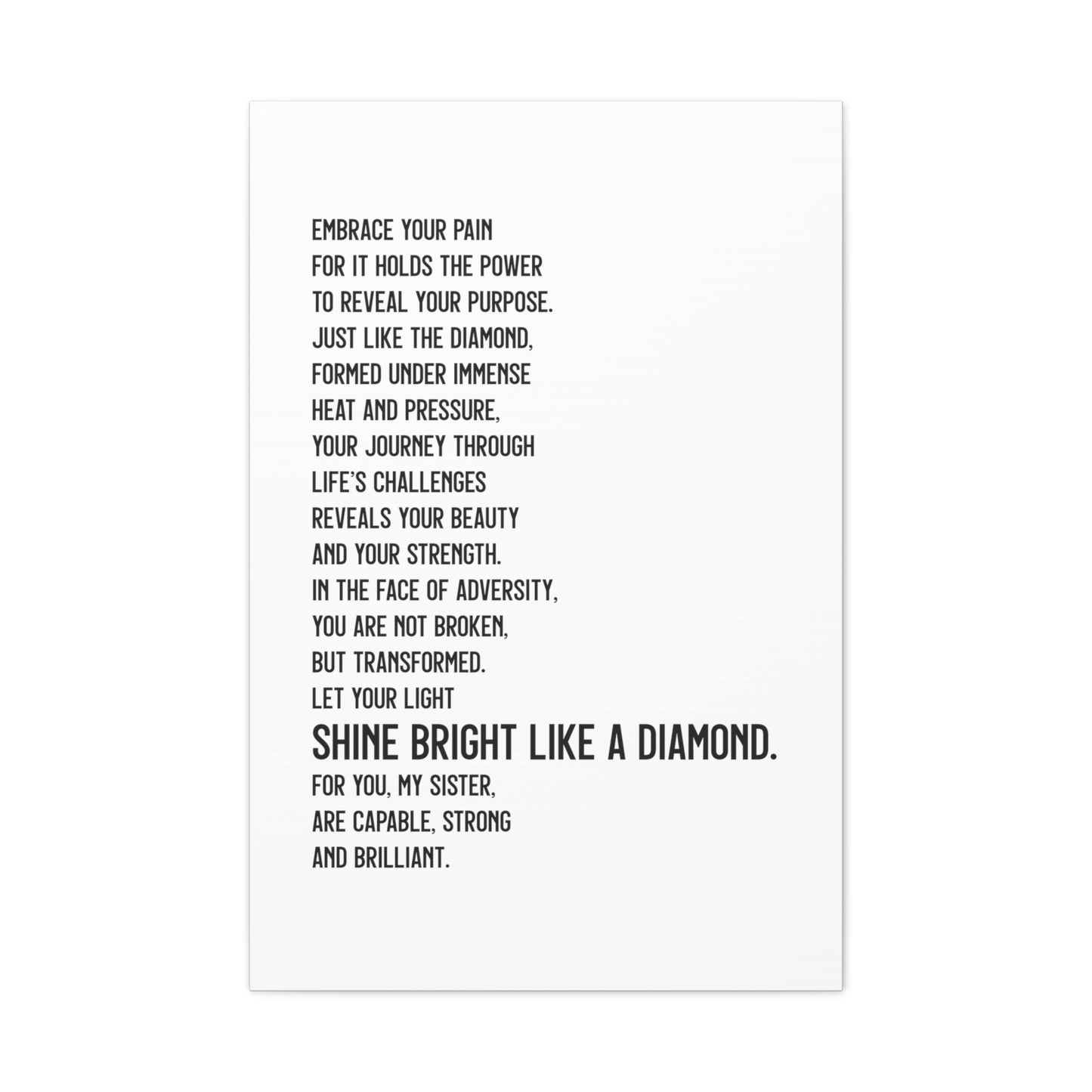 Shine Bright Like a Diamond Canvas Wall Art (text)