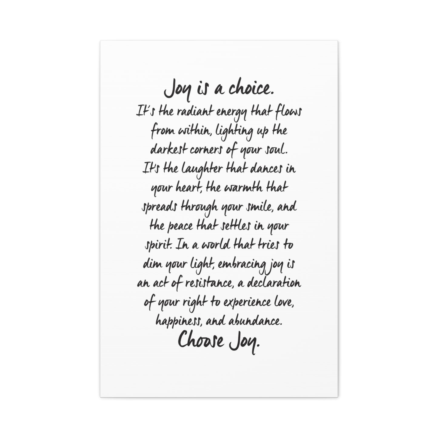 Joy is a Choice Canvas Wall Art (text)