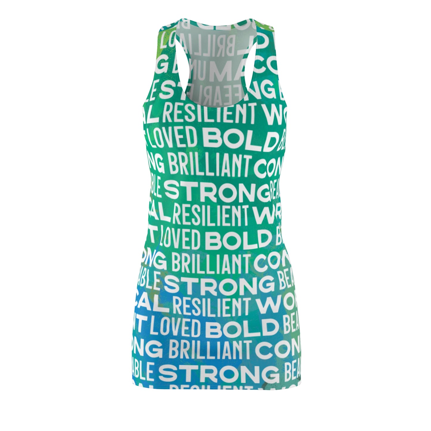 Bold Affirmations Racerback Dress (Caribbean Waters)